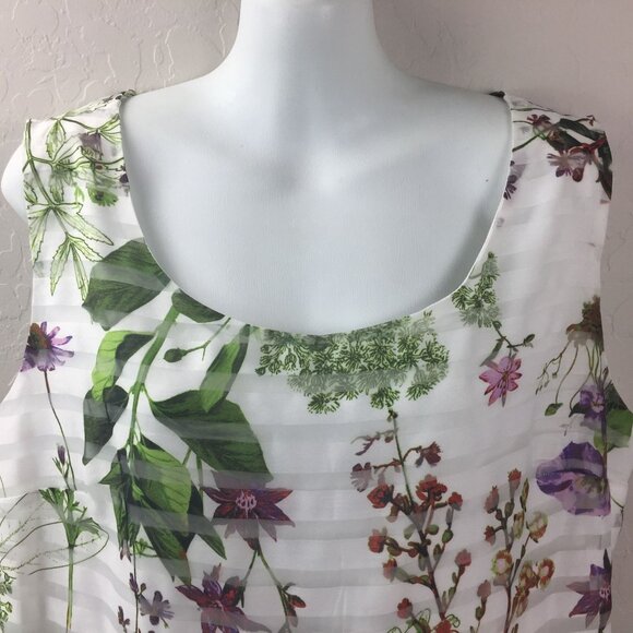 JM Studio John Meyer Floral Sleeveless Banded A-Line Tea Length Dress Size 14 - Picture 4 of 8